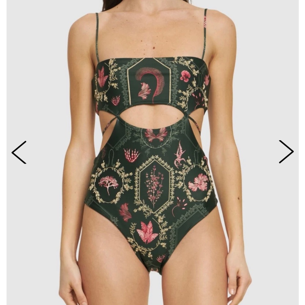 NWT AGUA BY AGUA BENDITA Victoriana cutout embellished stretch-recycled swimsuit